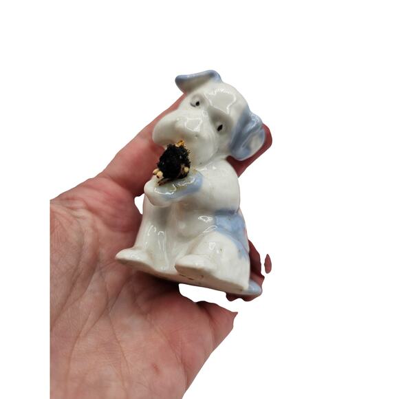 Vintage Scotty Dog White Blue Ceramic Figurine made in Japan - Picture 5 of 5